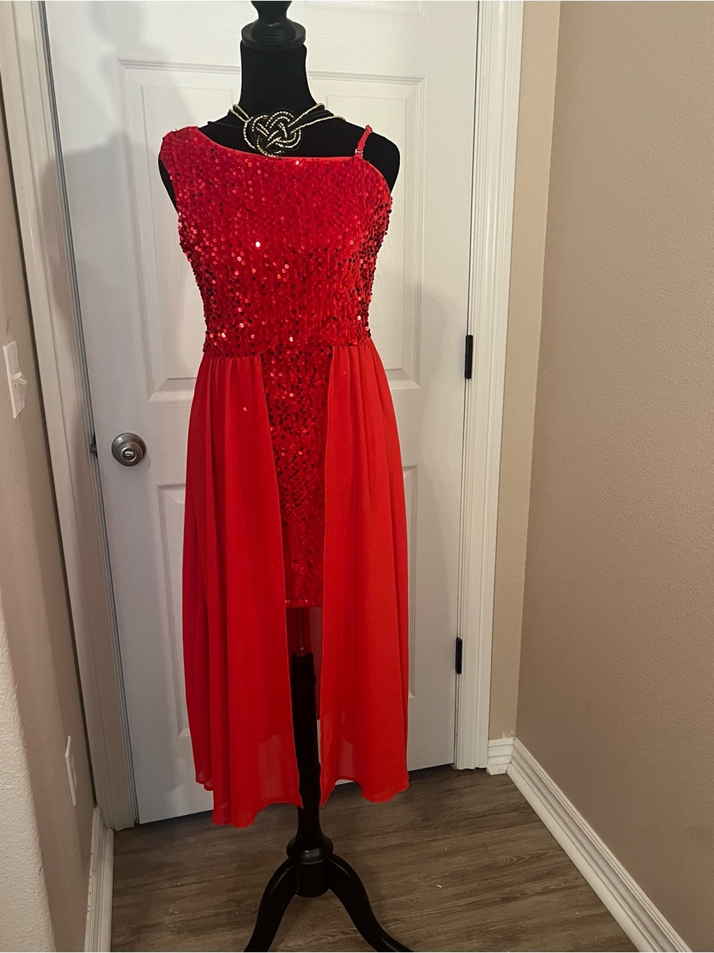 Grace Karin Red Sequin High-Low Evening Dress